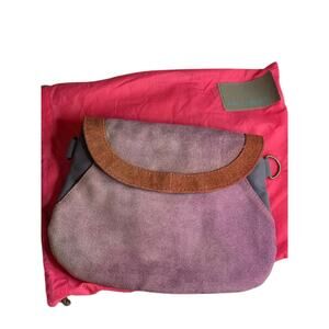 Anna Kaszer Paris Suede Handbag Clutch Purple Color Block Defects